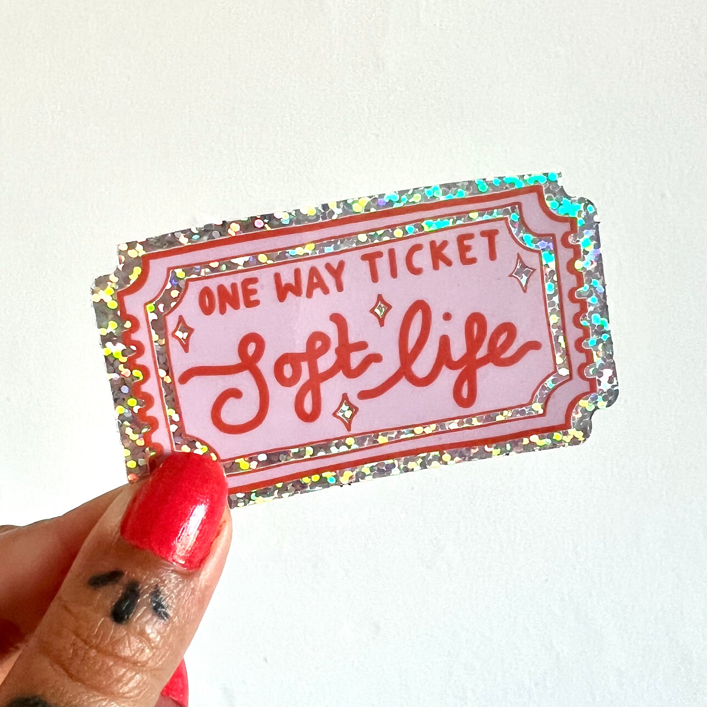 soft life - glitter sticker