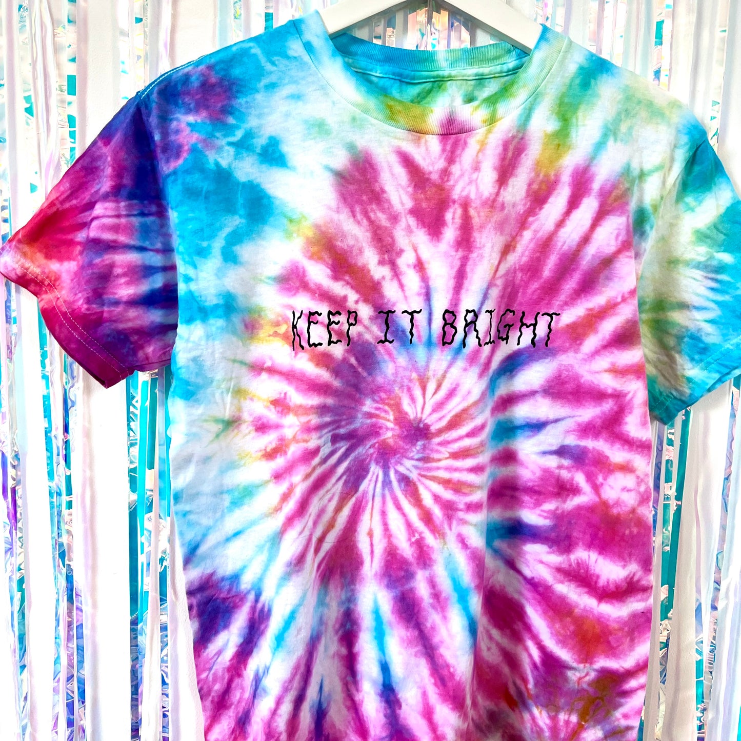 keep it bright rainbow tie-dye t-shirt
