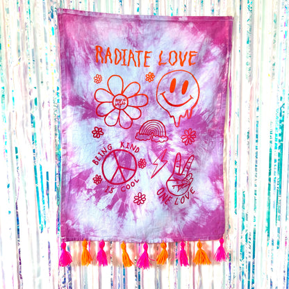 hippie heart tie dye wall hanging - daydream