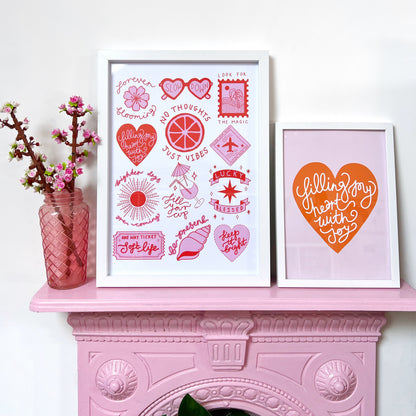 brighter days prints | pink & orange | A4 / A3