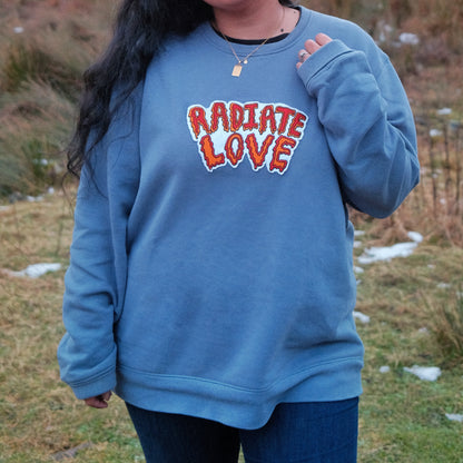 radiate love embroidered sweatshirt - dusky blue