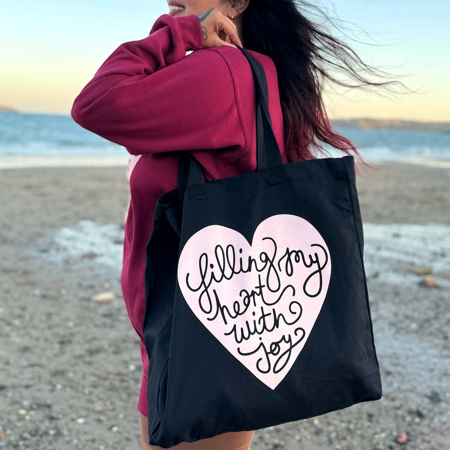 filling my heart with joy large tote bag
