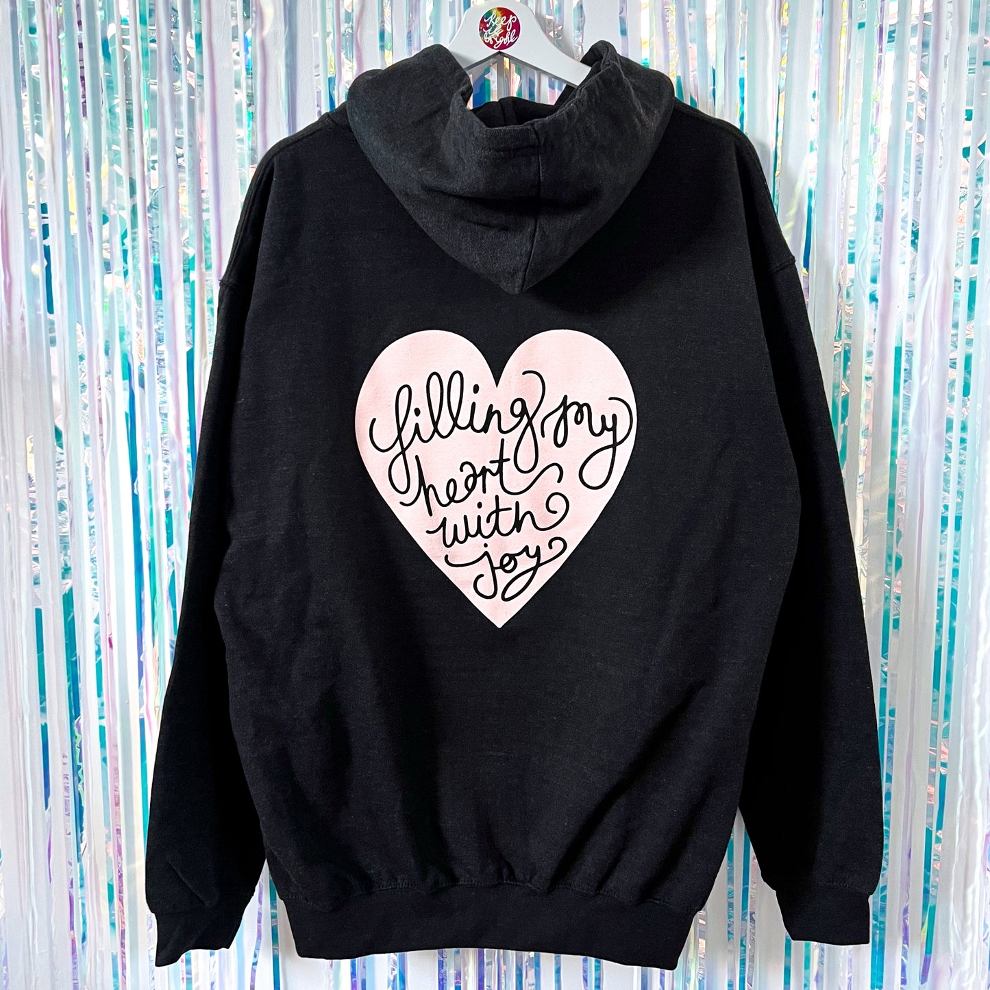 filling my heart with joy zip-up hoodie - black marl