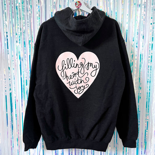 filling my heart with joy zip-up hoodie - black marl
