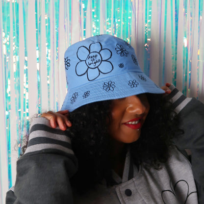 hippie heart bucket hat - blue v.2