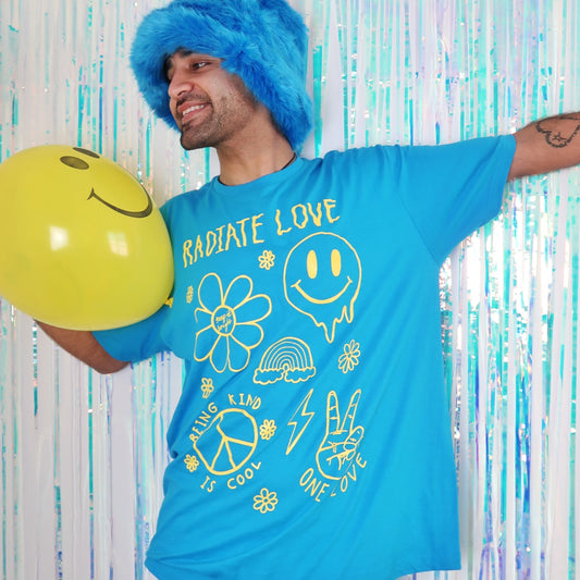 hippie heart t-shirt - blue
