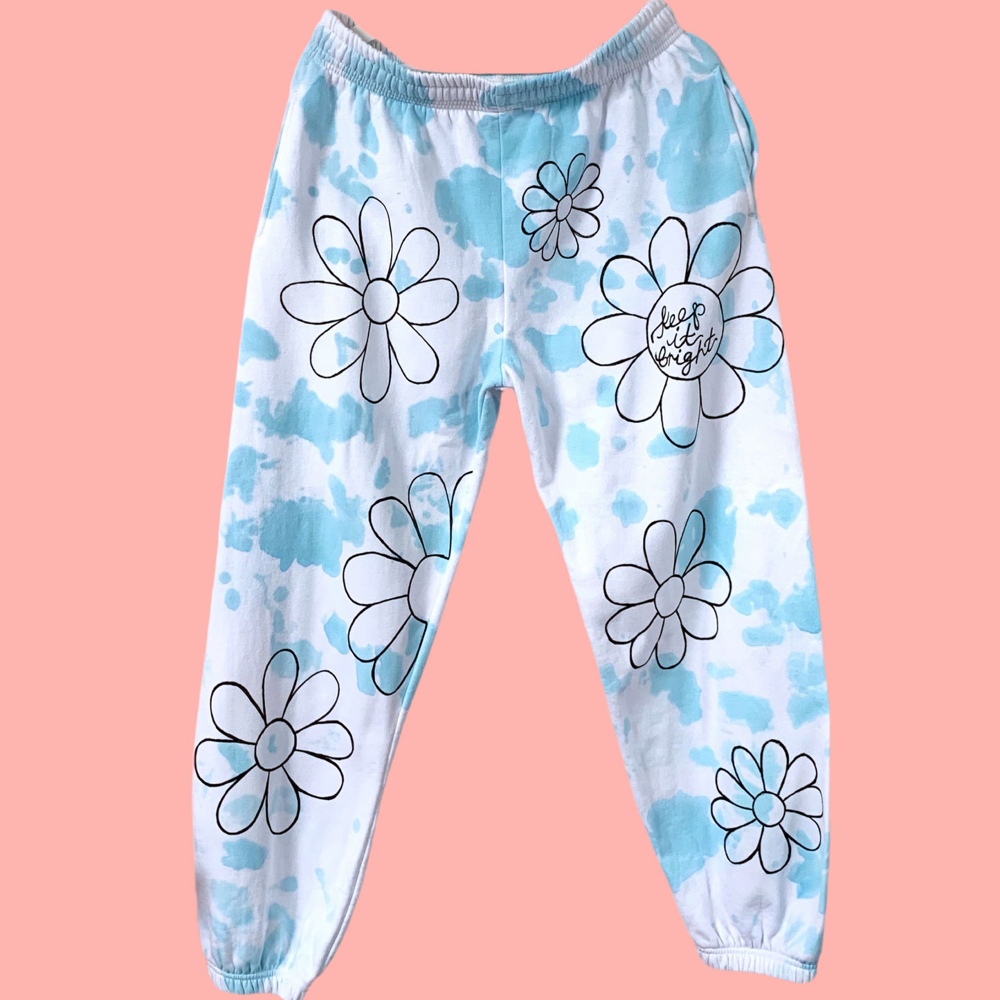 hippie heart tie dye lounge pants - blue
