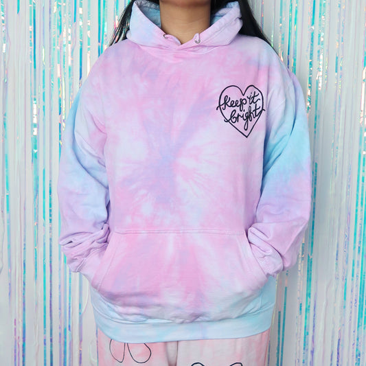 keep it bright tie dye hoodie - L