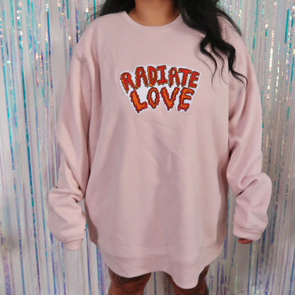 radiate love embroidered sweatshirt - light pink