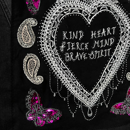 kind heart, fierce mind, brave spirit denim jacket