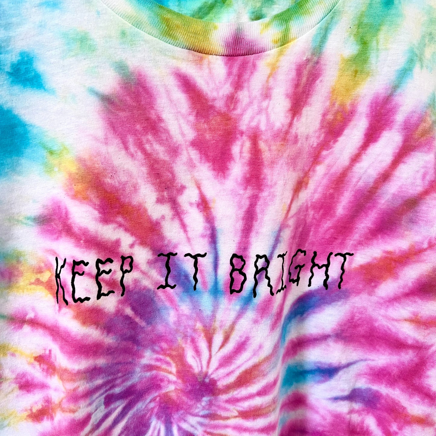 keep it bright rainbow tie-dye t-shirt