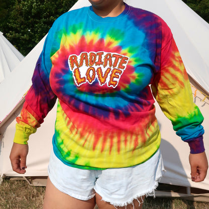 radiate love tie dye long sleeve top