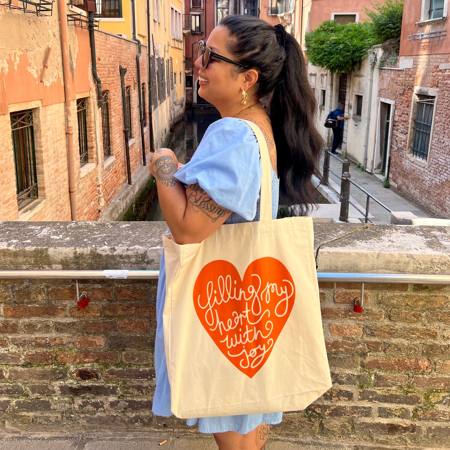filling my heart with joy - large tote bag