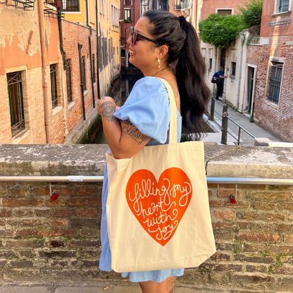 filling my heart with joy - large tote bag