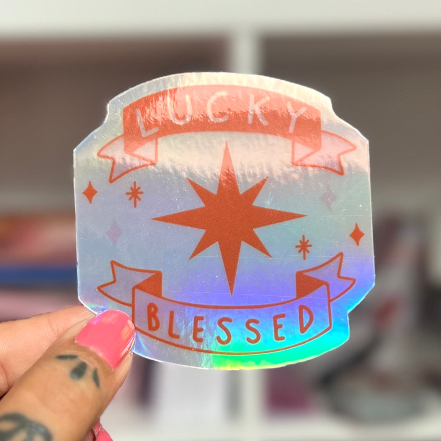 lucky & blessed sticker