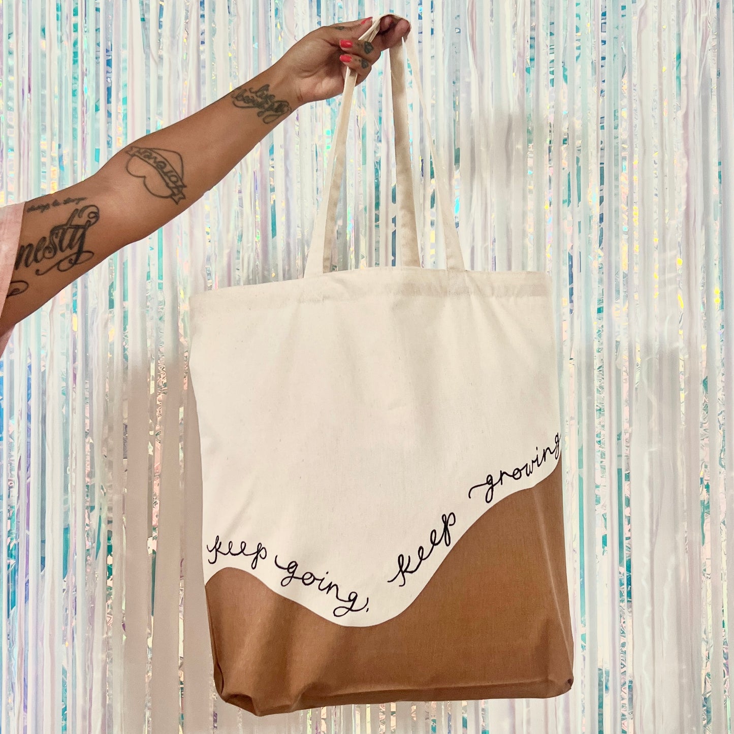 keep going, keep growing tote bag - tan