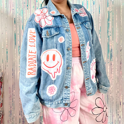 hippie heart denim jacket
