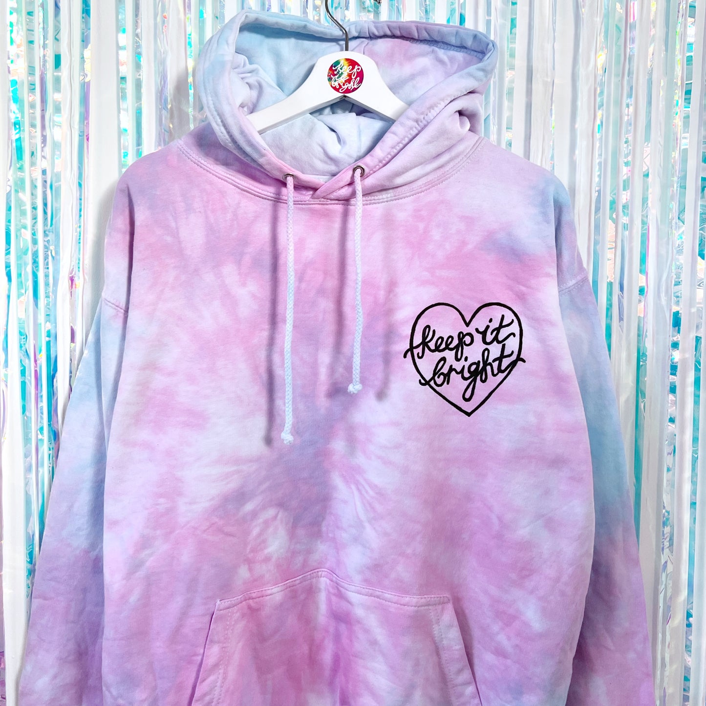 keep it bright tie dye hoodie - L