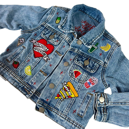 ‘snacks’ kids denim jacket