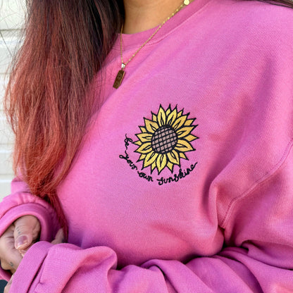 be your own sunshine embroidered sweatshirt - pink