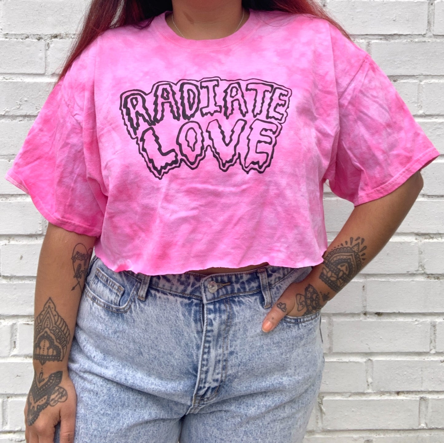 radiate love tie-dye crop top - pink