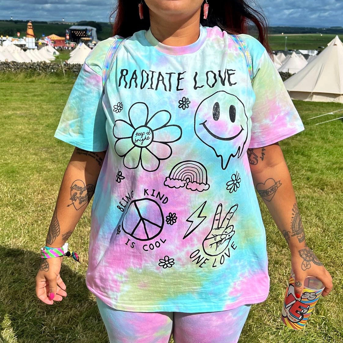 hippie heart tie-dye t-shirt - pastel