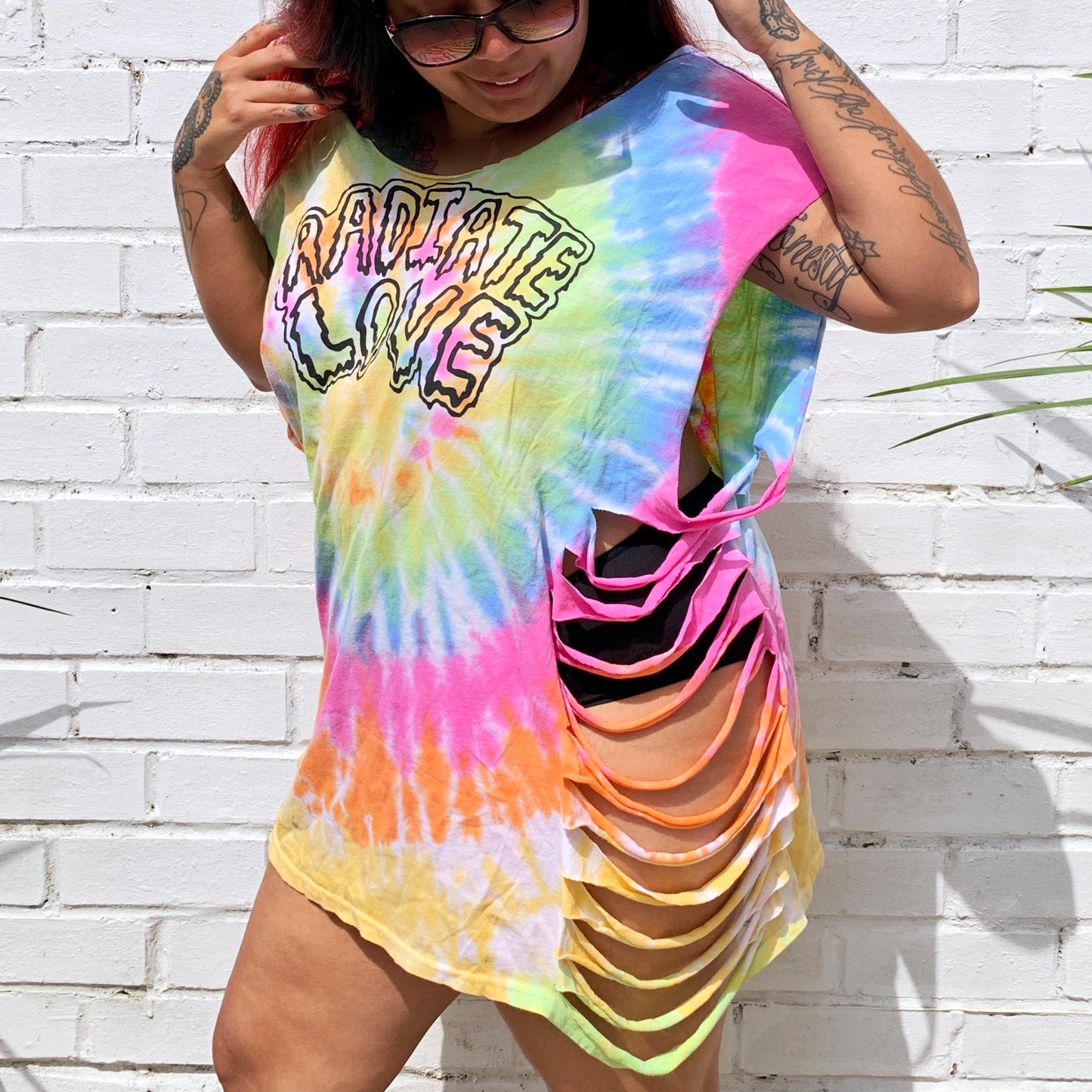radiate love tie-dye off-shoulder top - pastel mix