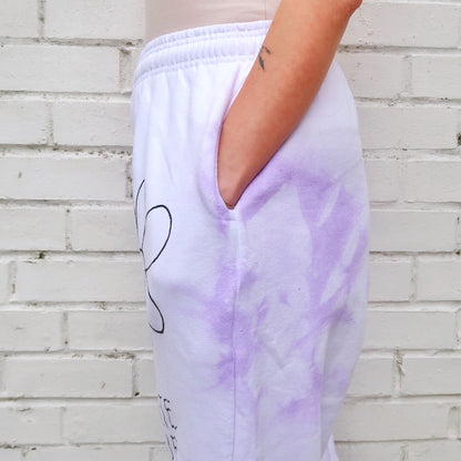 hippie heart tie dye lounge pants - lilac