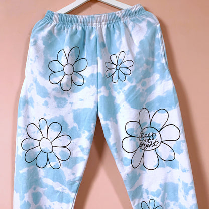 hippie heart tie dye lounge pants - blue