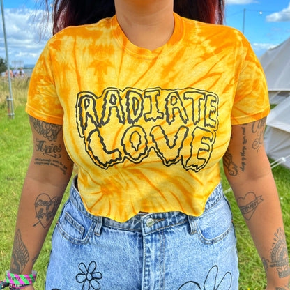 radiate love tie-dye t-shirt / crop top - yellow