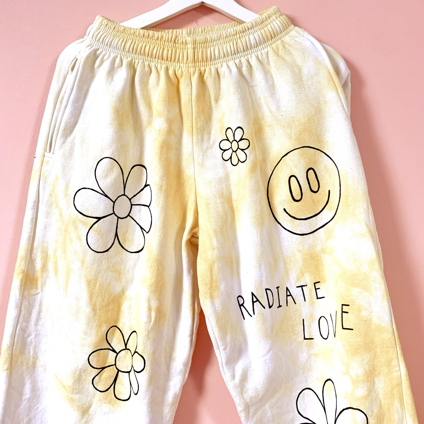 hippie heart tie dye lounge pants - yellow