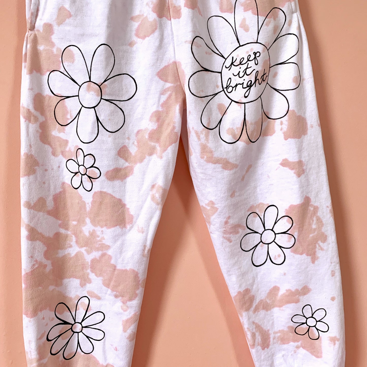 hippie heart tie dye lounge pants / joggers - peach