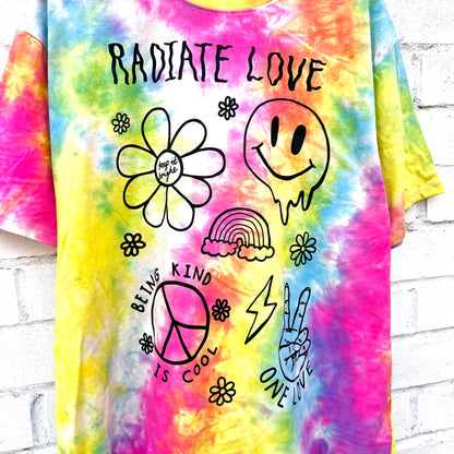 hippie heart tie-dye t-shirt - bright