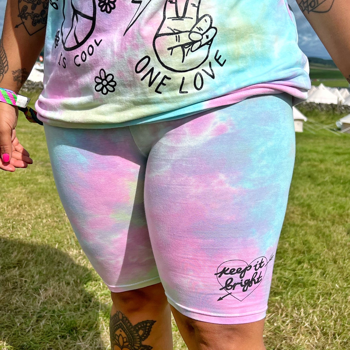 keep it bright tie-dye legging shorts - pastel