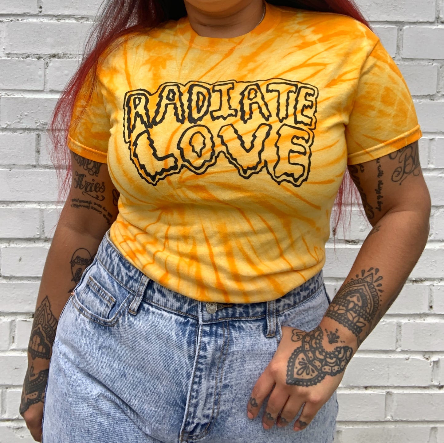radiate love tie-dye t-shirt / crop top - sunshine