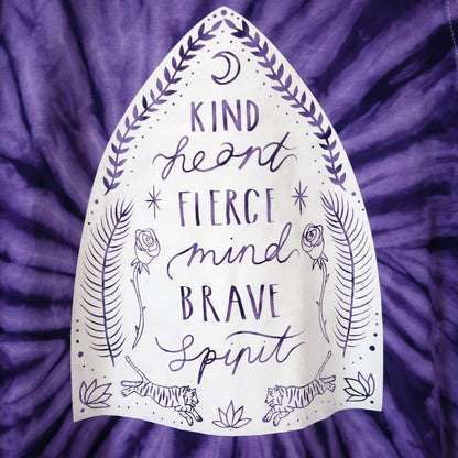 kind heart, fierce mind, brave spirit side slash vest top - purple