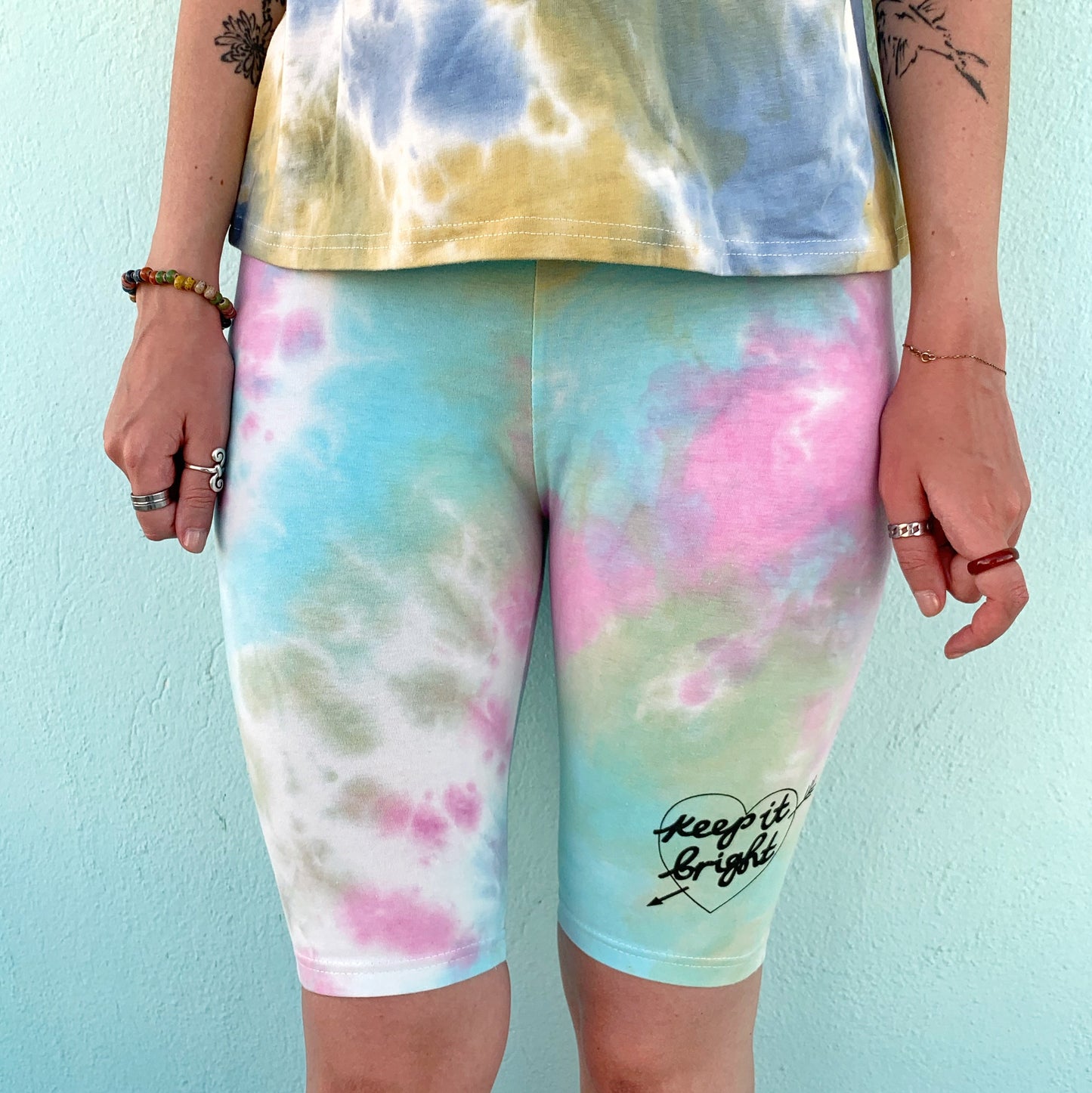 keep it bright tie-dye legging shorts - pastel