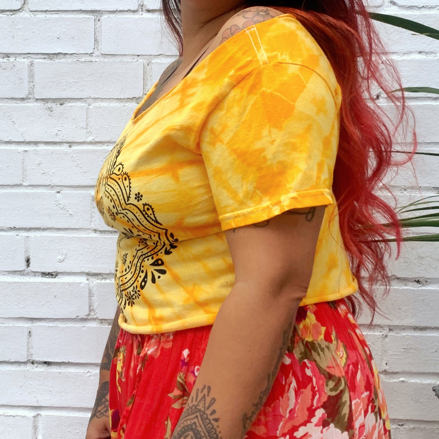 keep it bright tie-dye off shoulder crop top