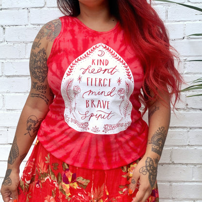 kind heart, fierce mind, brave spirit vest top - red
