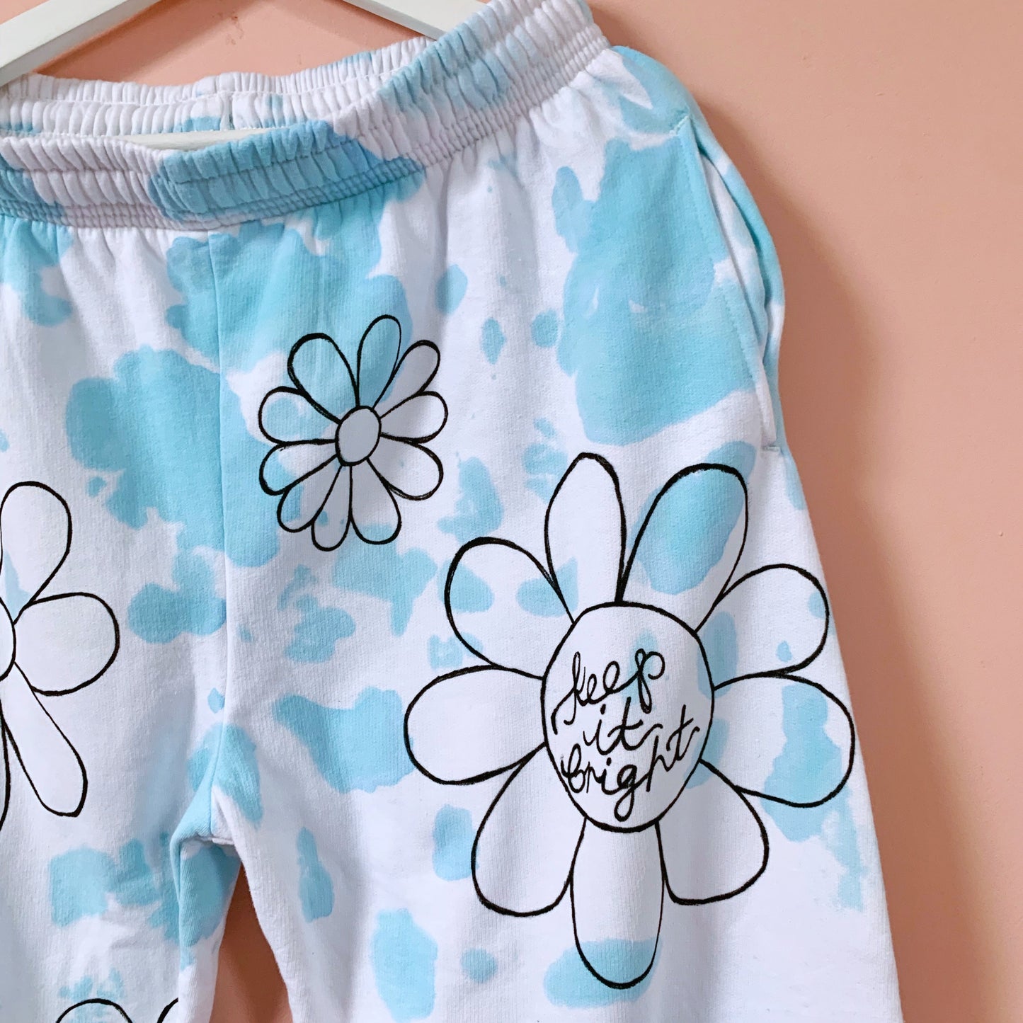 hippie heart tie dye lounge pants - blue