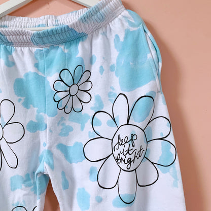 hippie heart tie dye lounge pants - blue