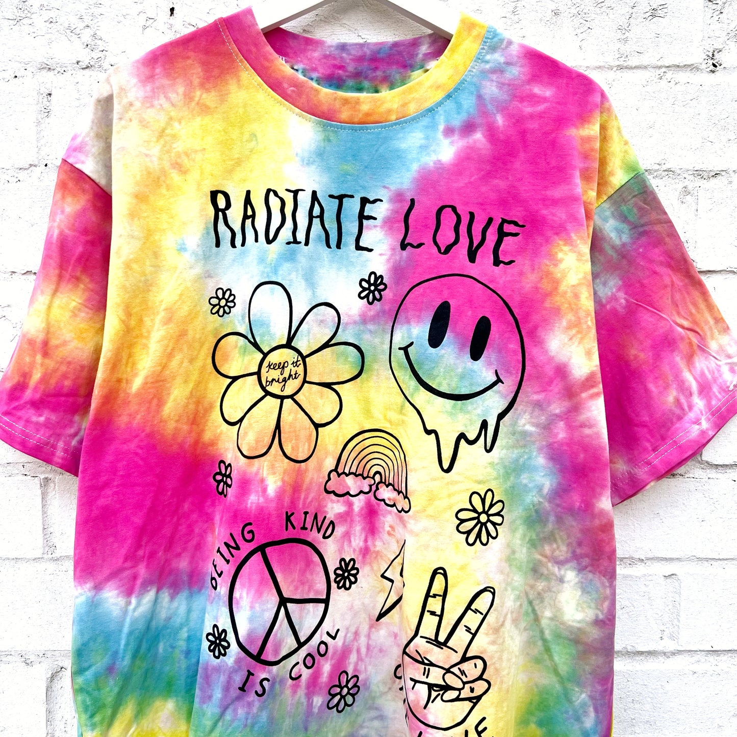 hippie heart tie-dye t-shirt - bright