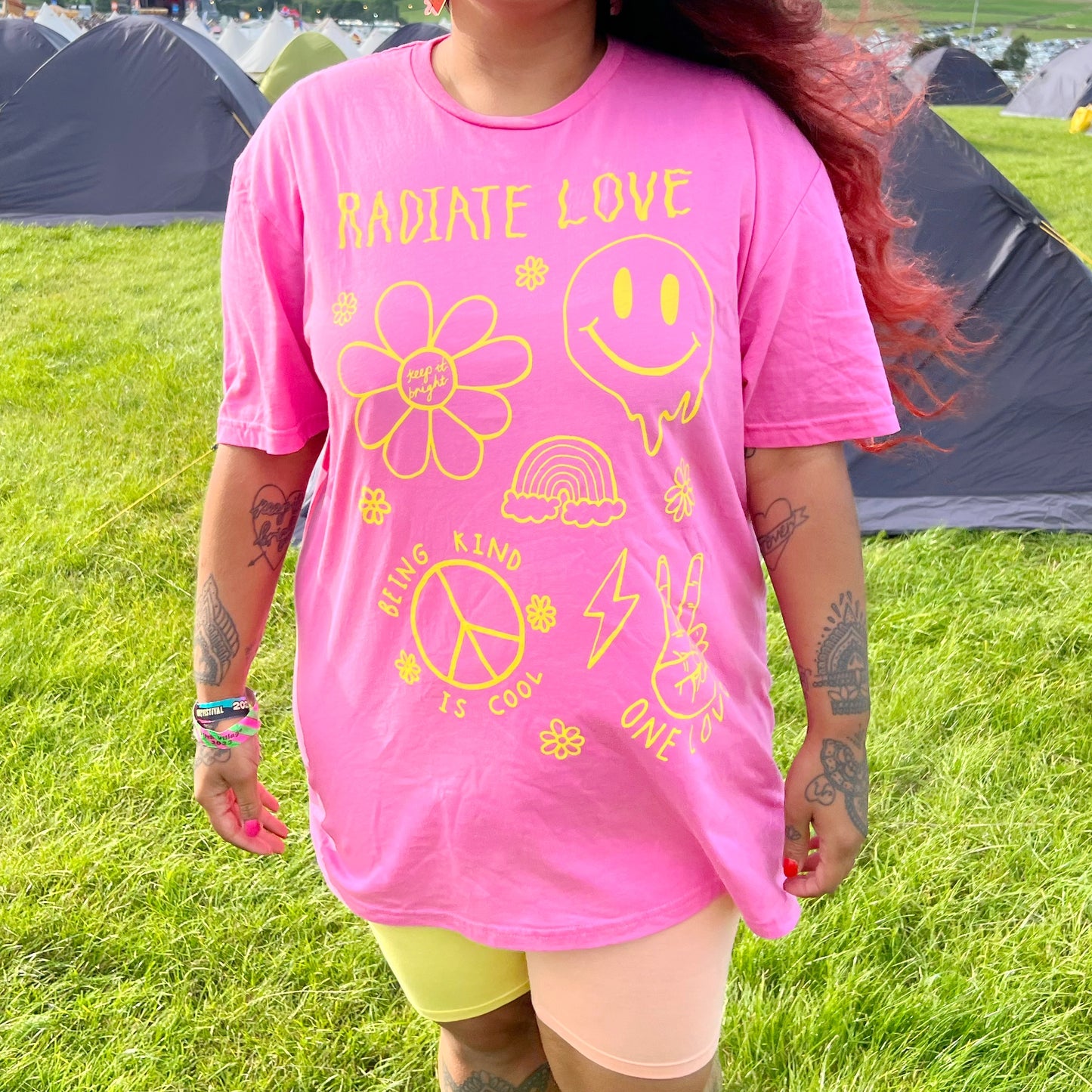 hippie heart t-shirt - hot pink