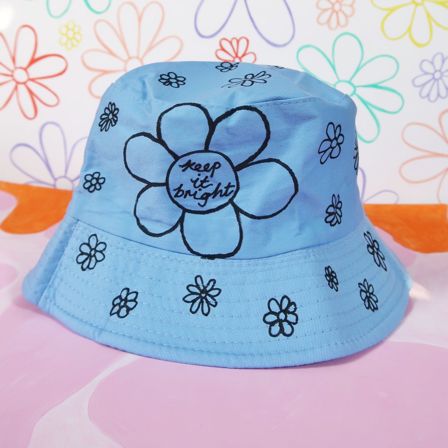 hippie heart bucket hat - blue v.1