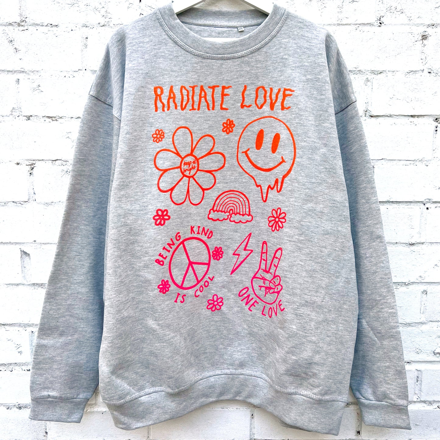 hippie heart sweatshirt - light grey