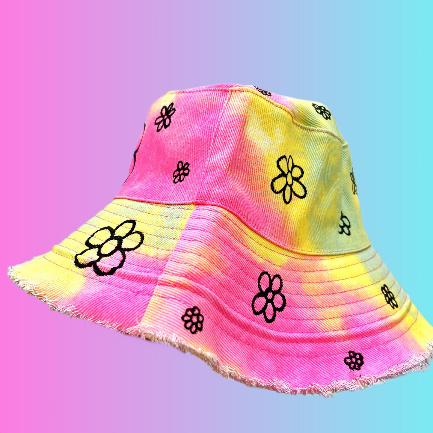 hippie heart bucket hat - tie dye