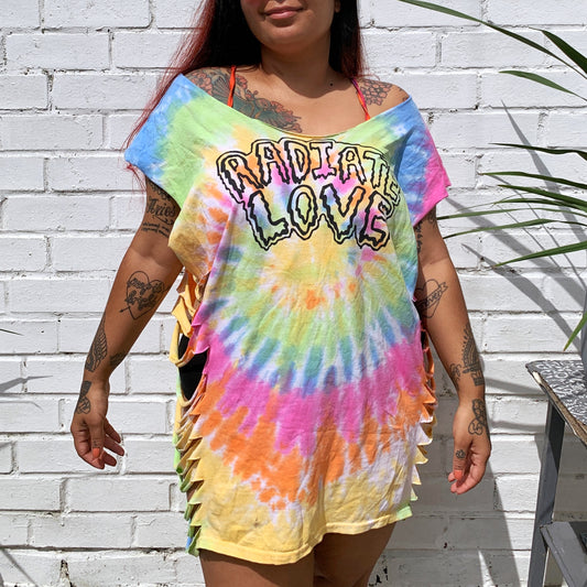 radiate love tie-dye off-shoulder top - pastel mix