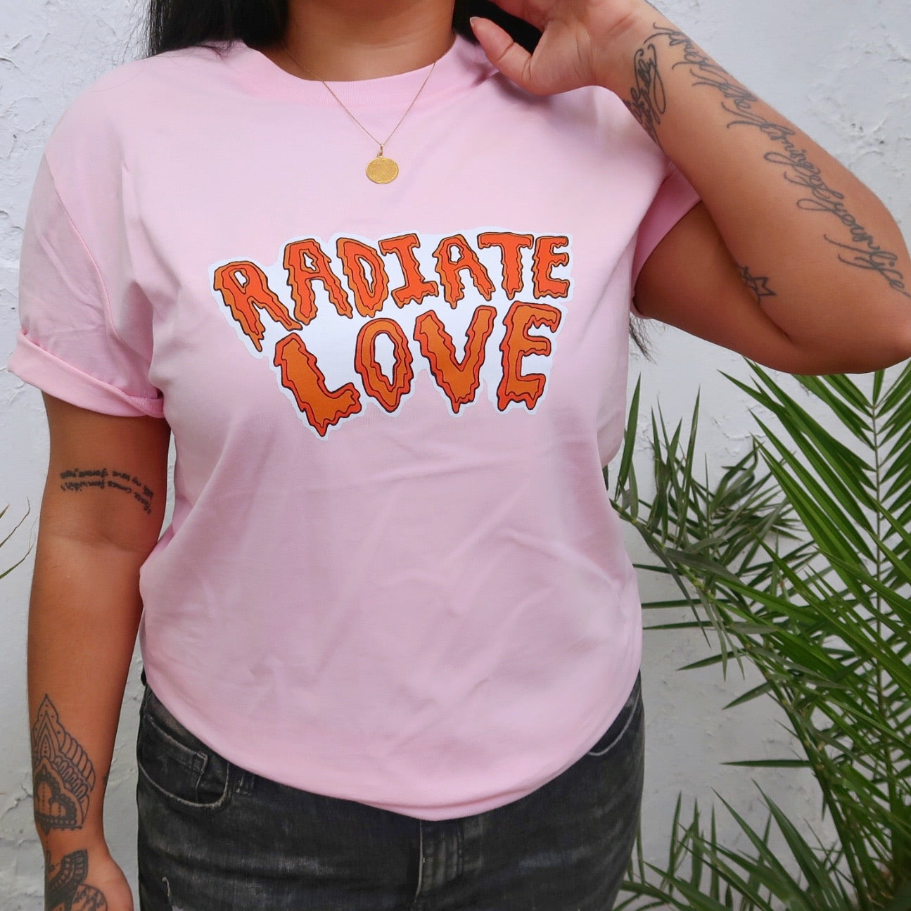 radiate love t-shirt - baby pink