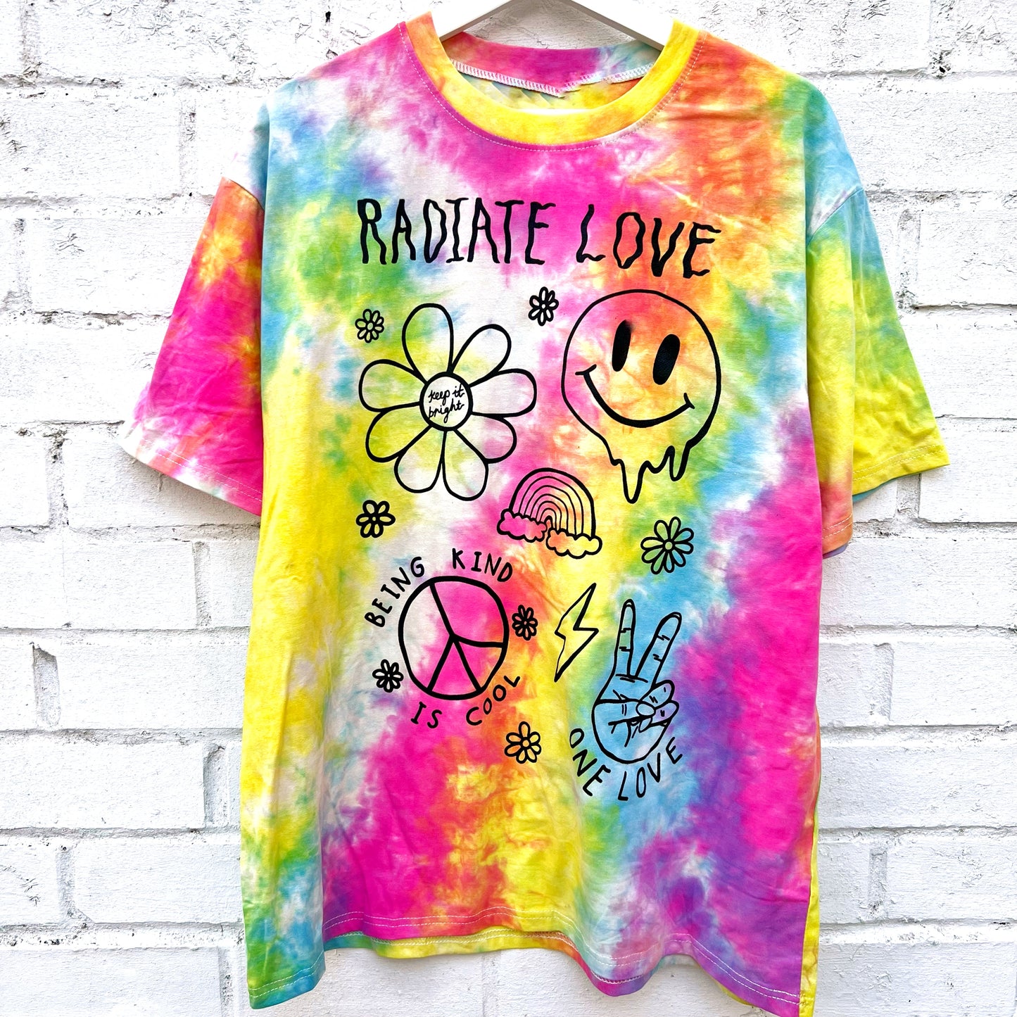 hippie heart tie-dye t-shirt - bright