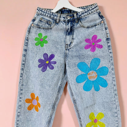 flower power mom jeans